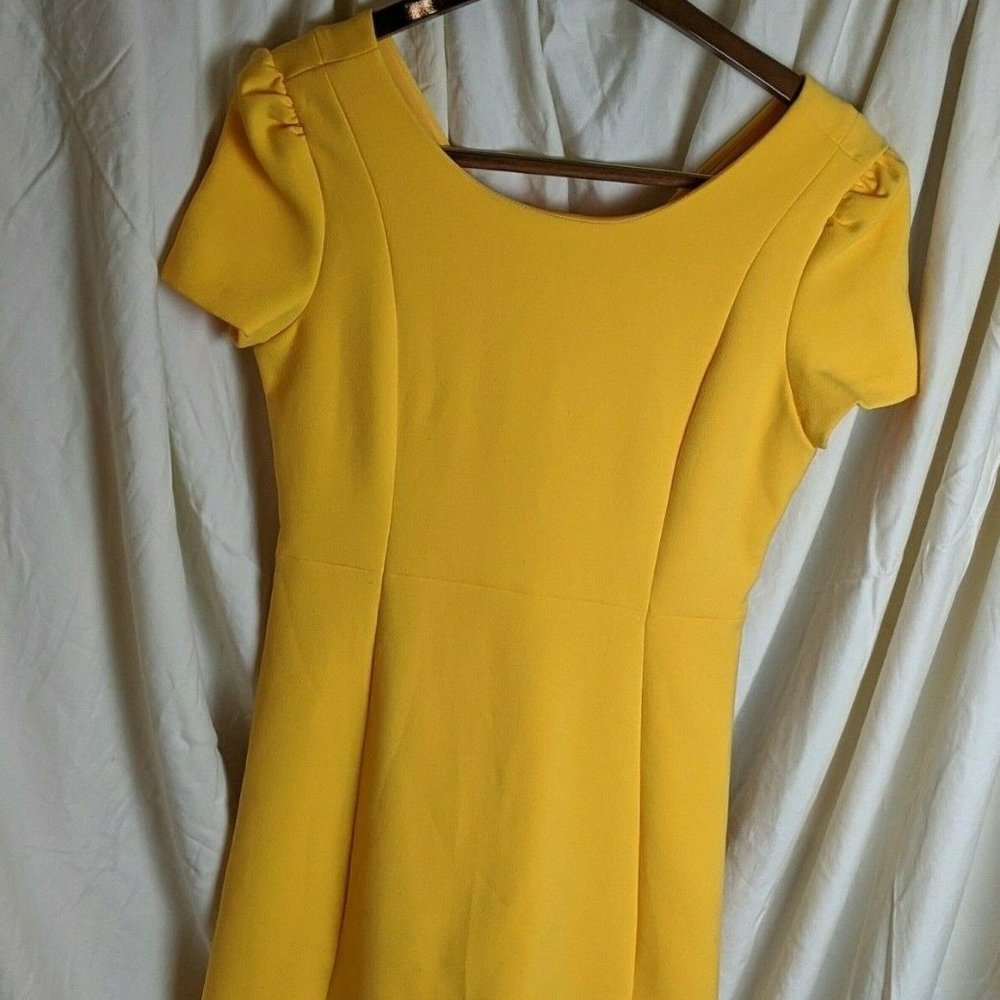 Trafaluc Mustard Yellow Skater Dress
